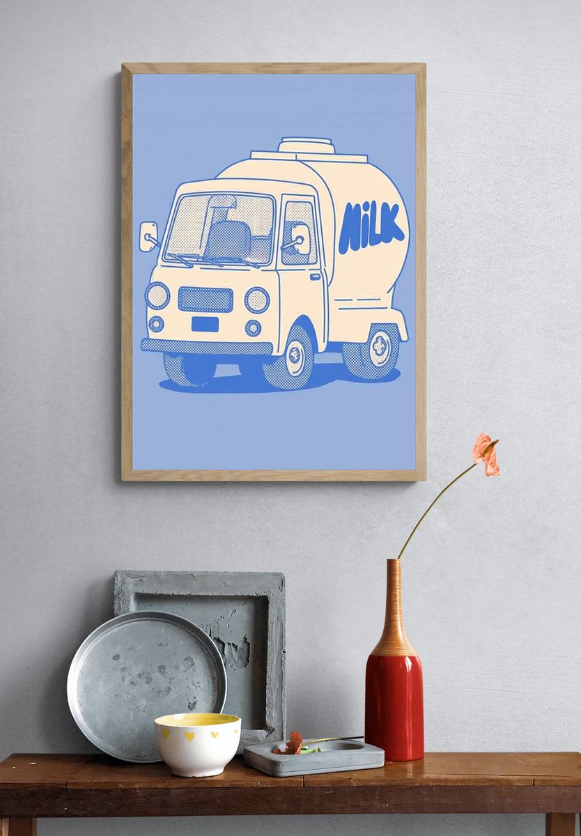 Milk Truck Illustration Poster. — room view 3