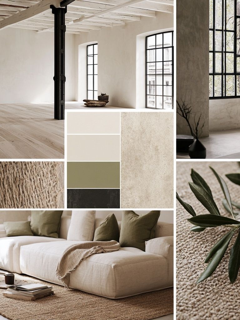 Neutral Japandi Interior Moodboard Print. poster detail