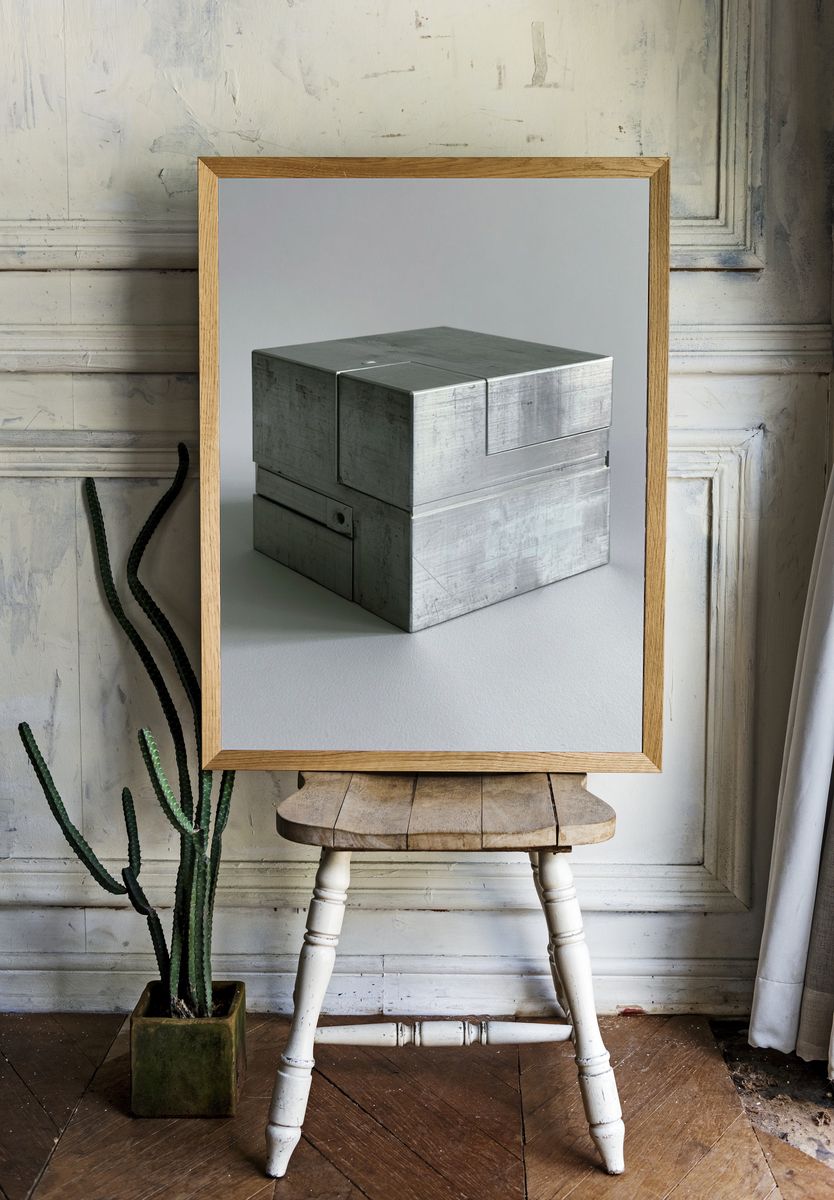 Metal Cube Still Life Poster. — room view 1