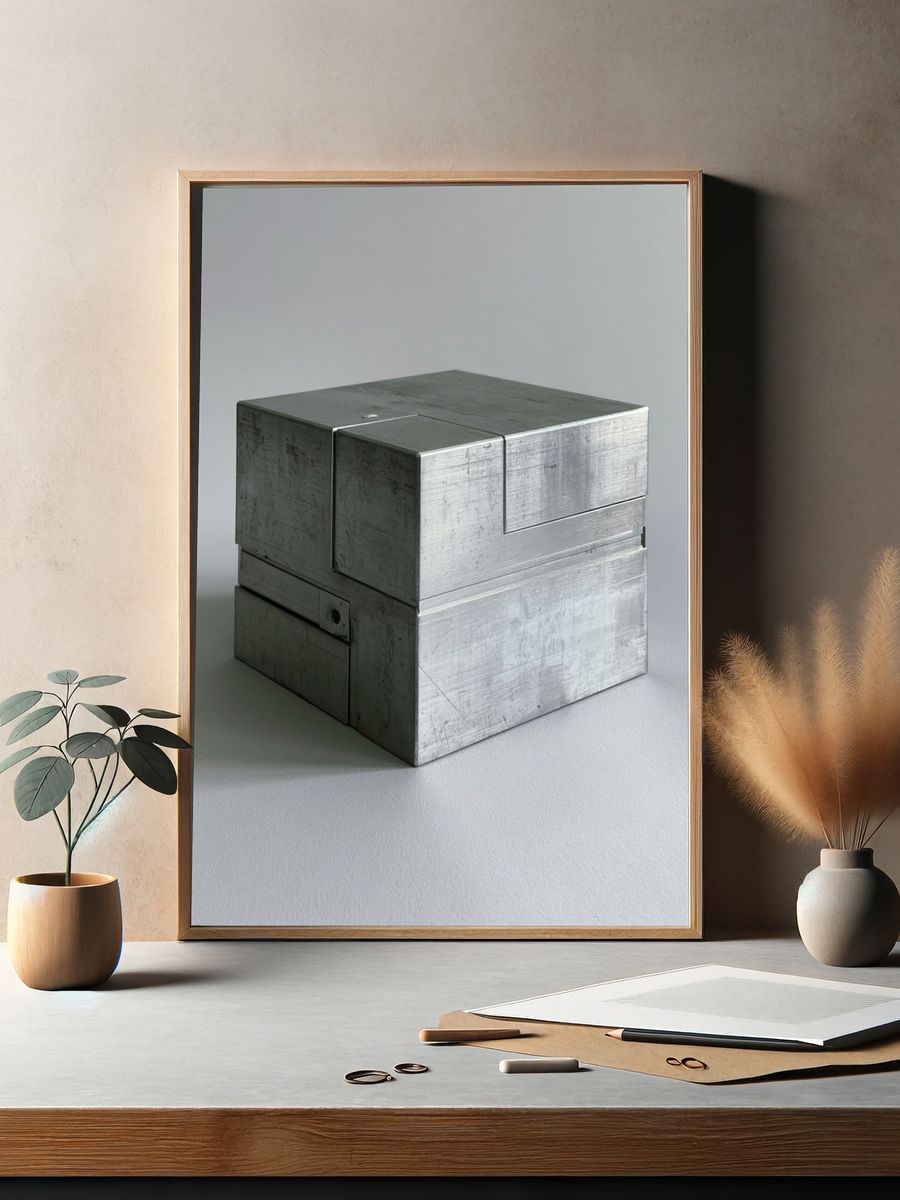Metal Cube Still Life Poster. — room view 2