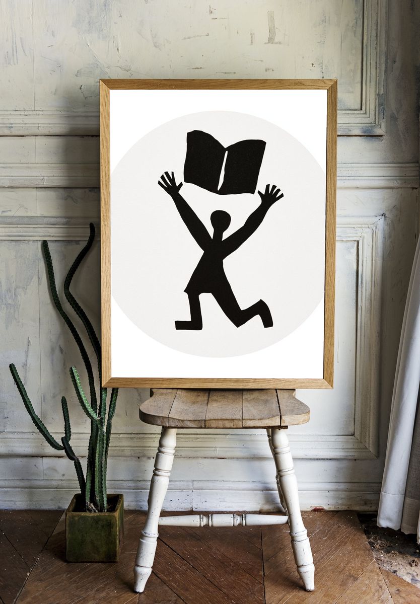 Kneeling Figure Silhouette Print. — room view 1