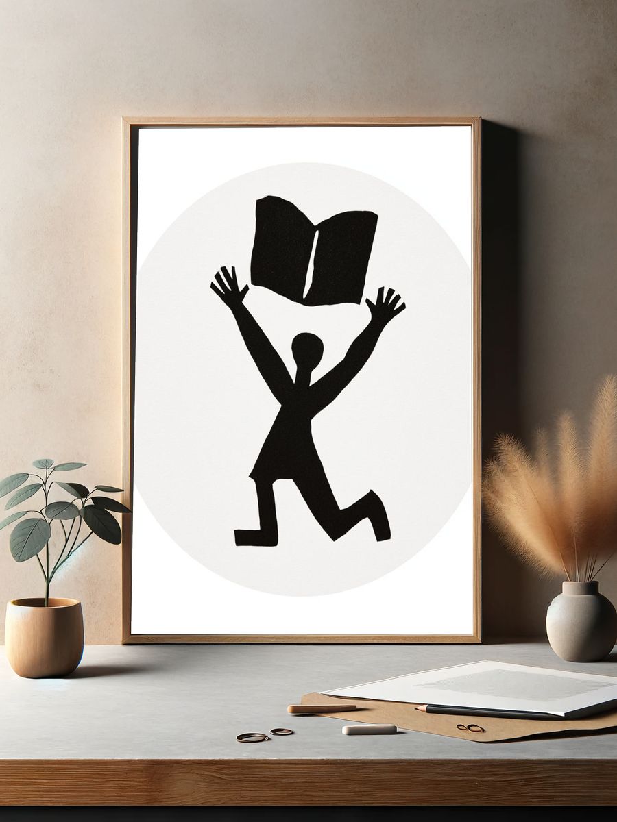 Kneeling Figure Silhouette Print. — room view 2