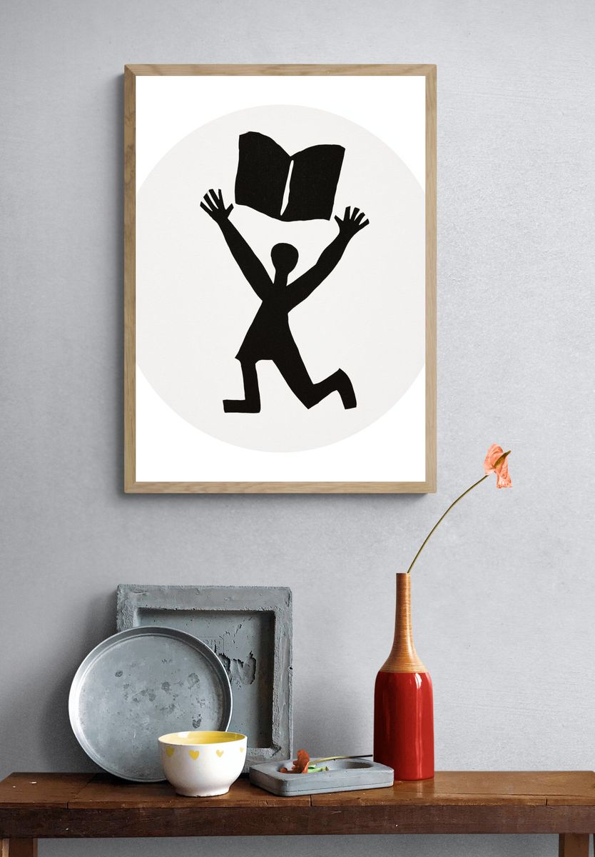 Kneeling Figure Silhouette Print. — room view 3