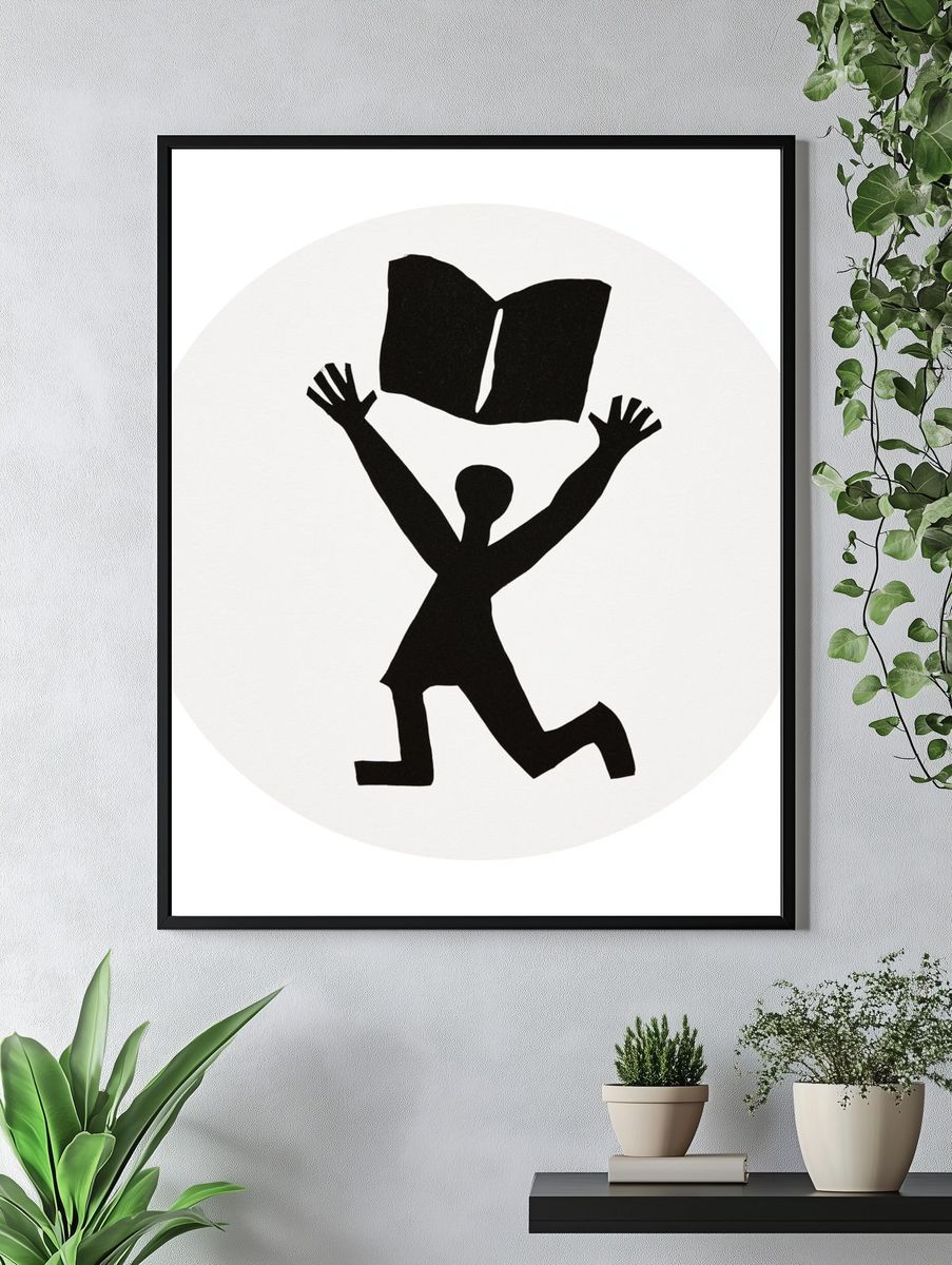 Kneeling Figure Silhouette Print. — room view 4