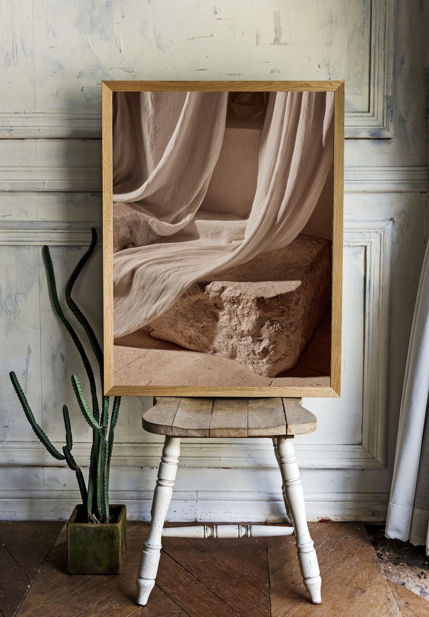 Draped Linen Still Life Print. — room view 1