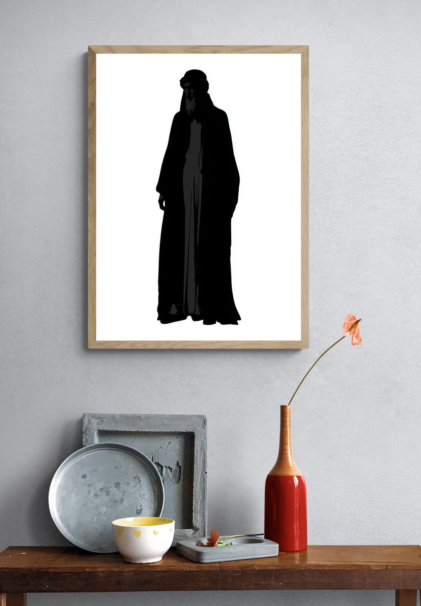 Mystic Cloaked Figure Minimalist Print. — room view 3