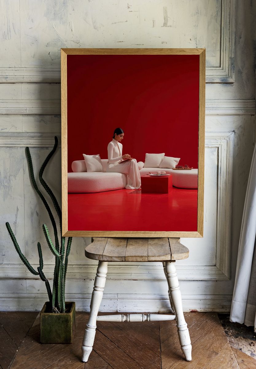 Red Minimalist Interior Poster room preview