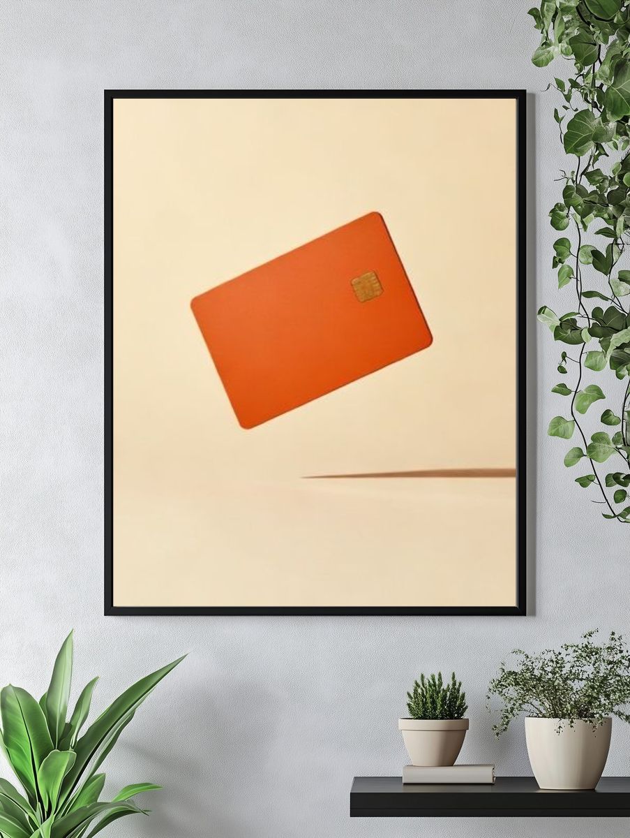 Floating Orange Card Minimalist Print. — room view 4