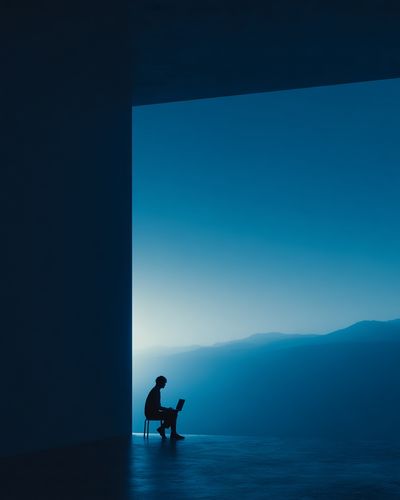 Silhouette of a Person Working — Minimalist Print