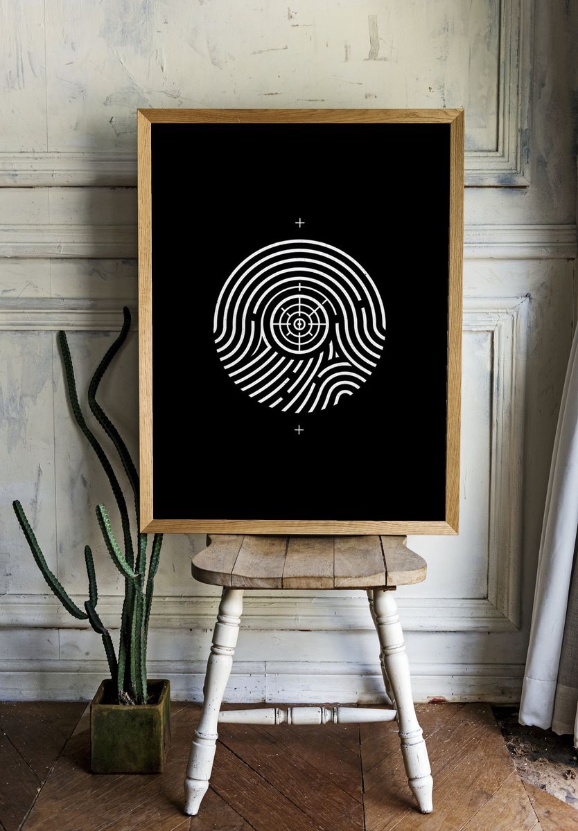 Fingerprint Target Minimalist Poster. — room view 1