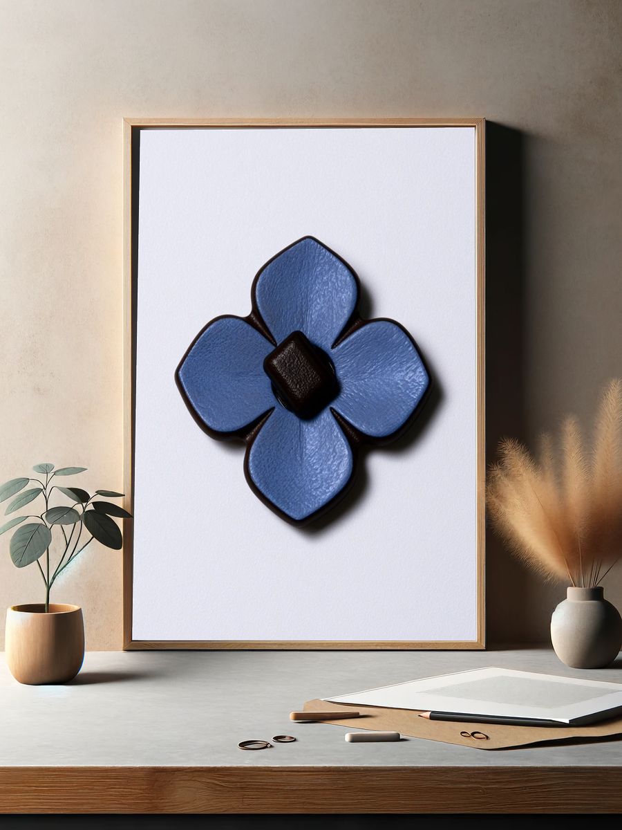 Blue Floral Emblem Minimalist Print. — room view 2