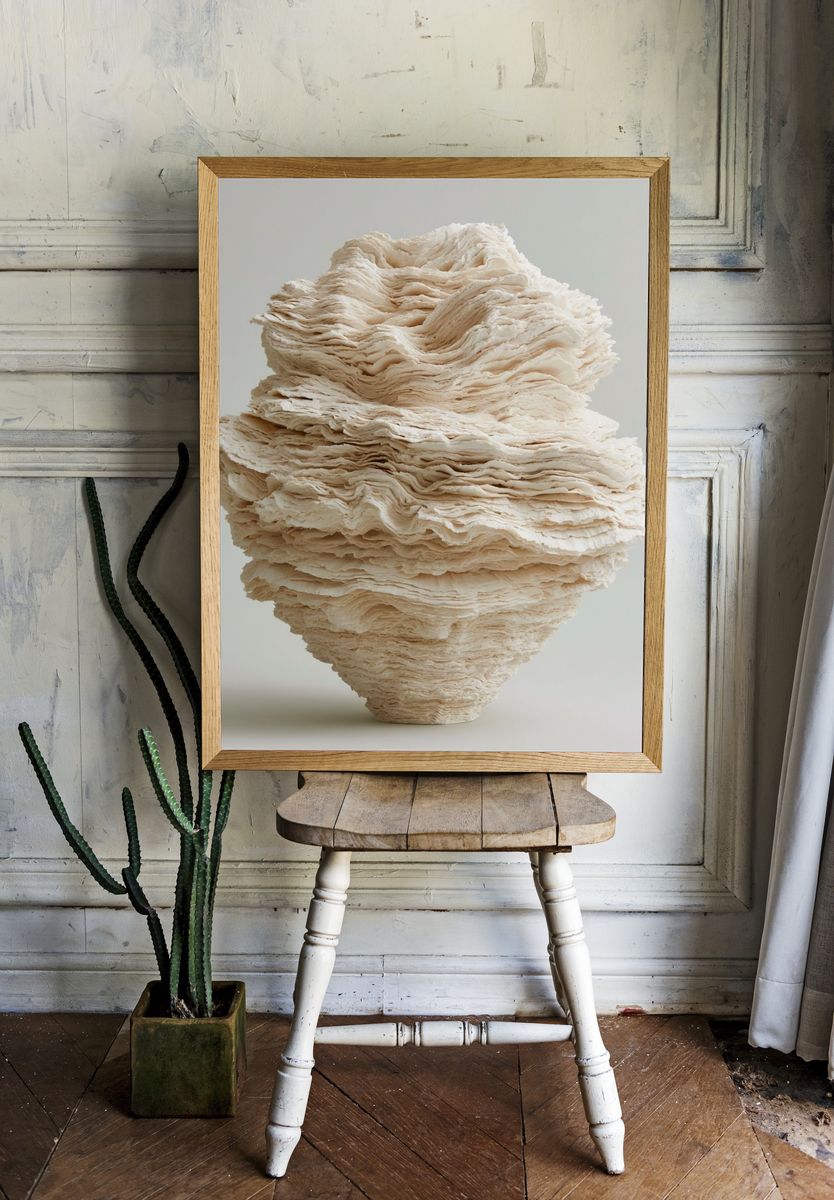 Textured Stone Sculpture Minimalist Print. — room view 1