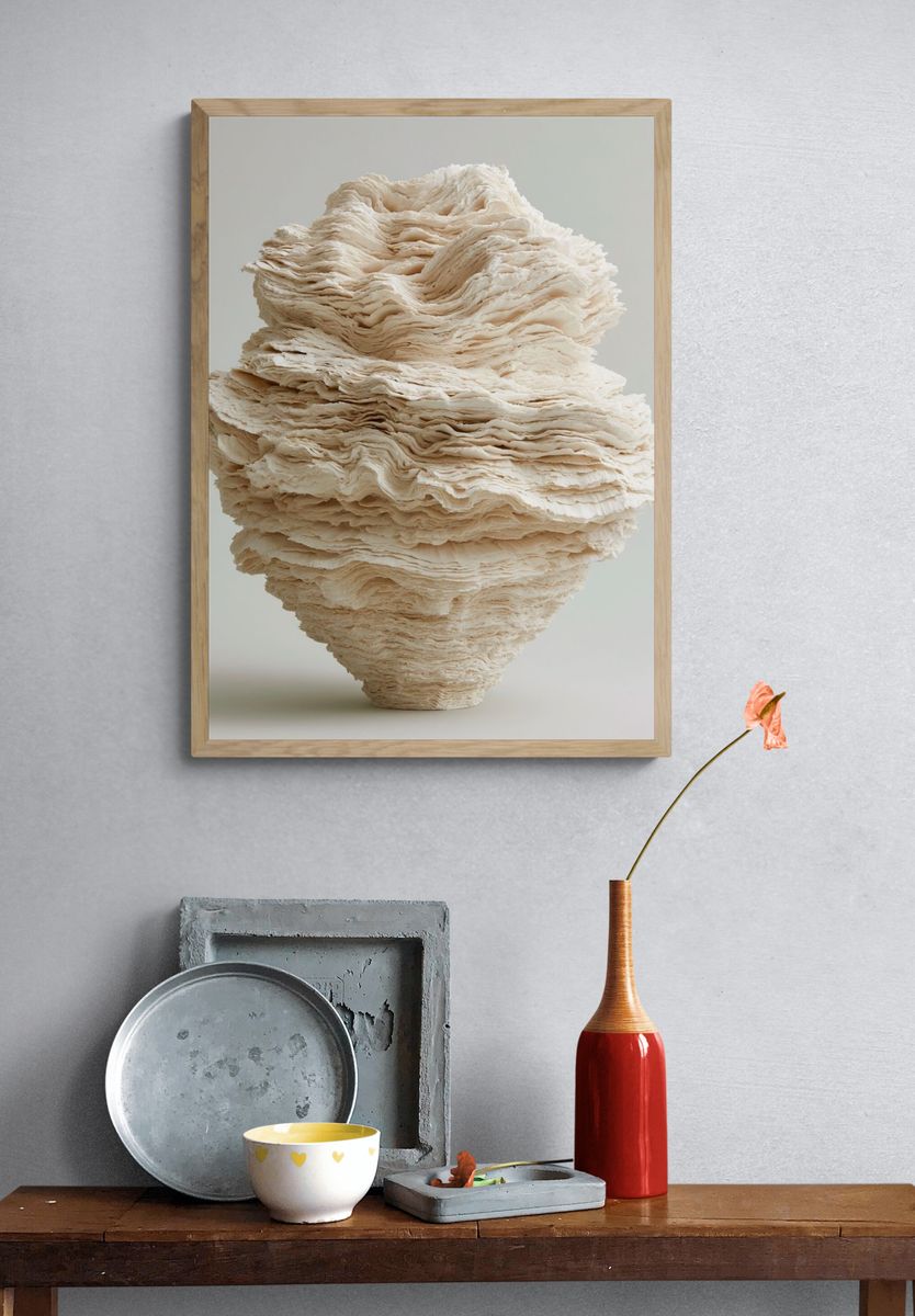 Textured Stone Sculpture Minimalist Print. — room view 3