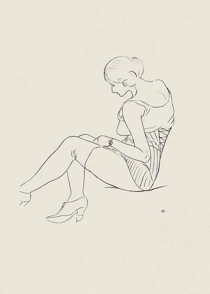 Seated Woman Line Art Poster. poster — minimalist art