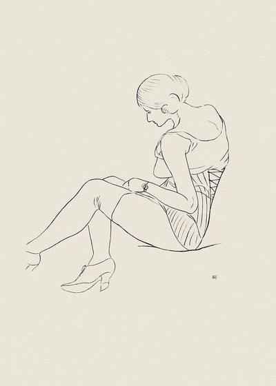 Seated Woman Line Art Poster.