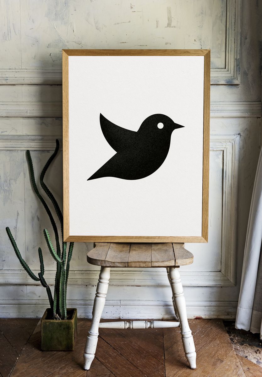 Minimal Bird Silhouette Print. — room view 1