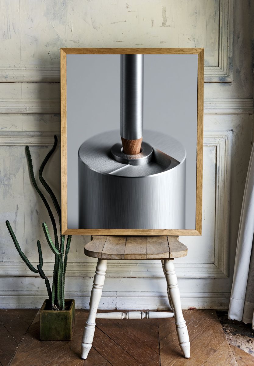 Minimalist Metal Sculpture Print. — room view 1