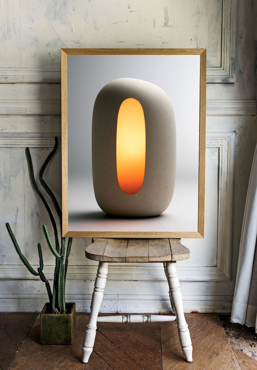 Minimalist Stone Lantern Print. room preview