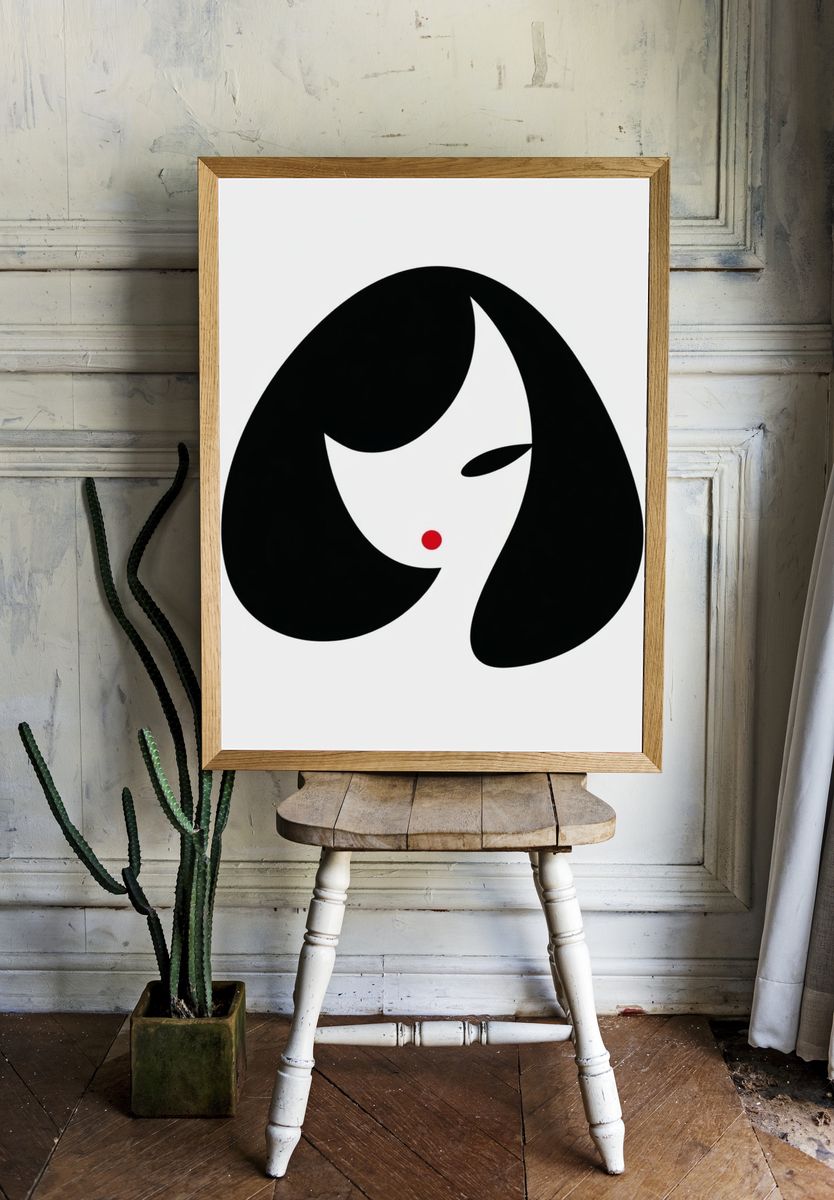 Minimalist Woman Face Poster. — room view 1