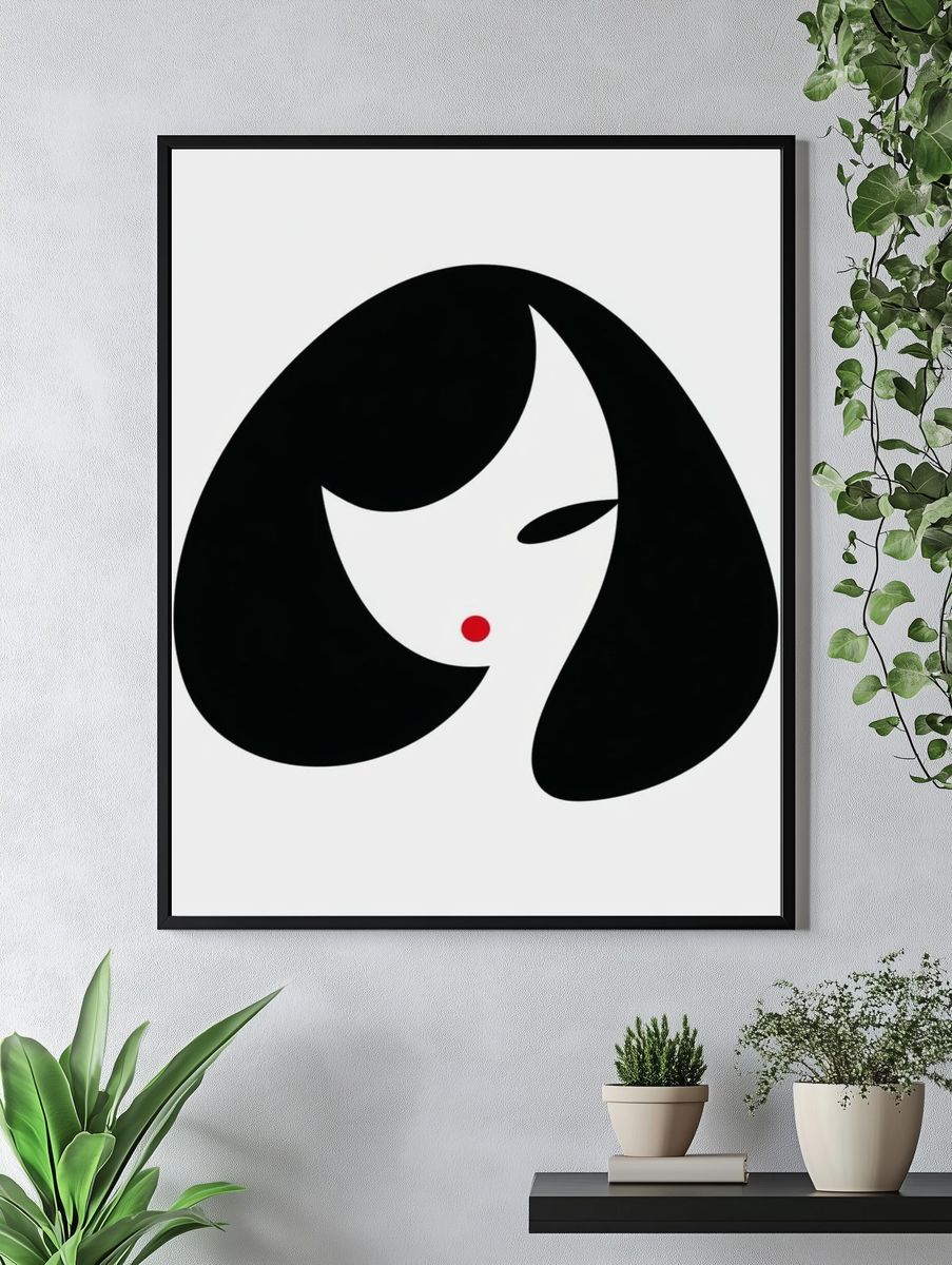Minimalist Woman Face Poster. — room view 4