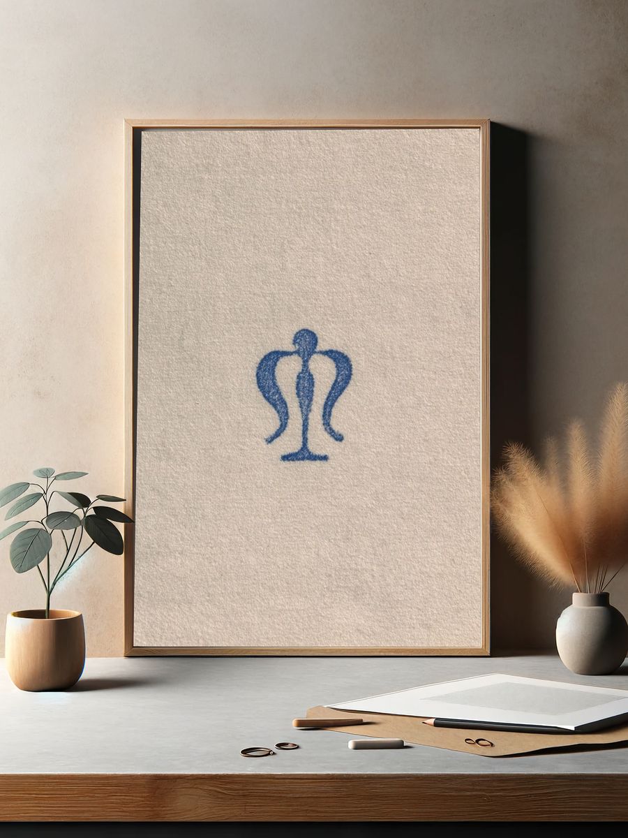 Blue Crown Emblem Minimalist Print. — room view 2