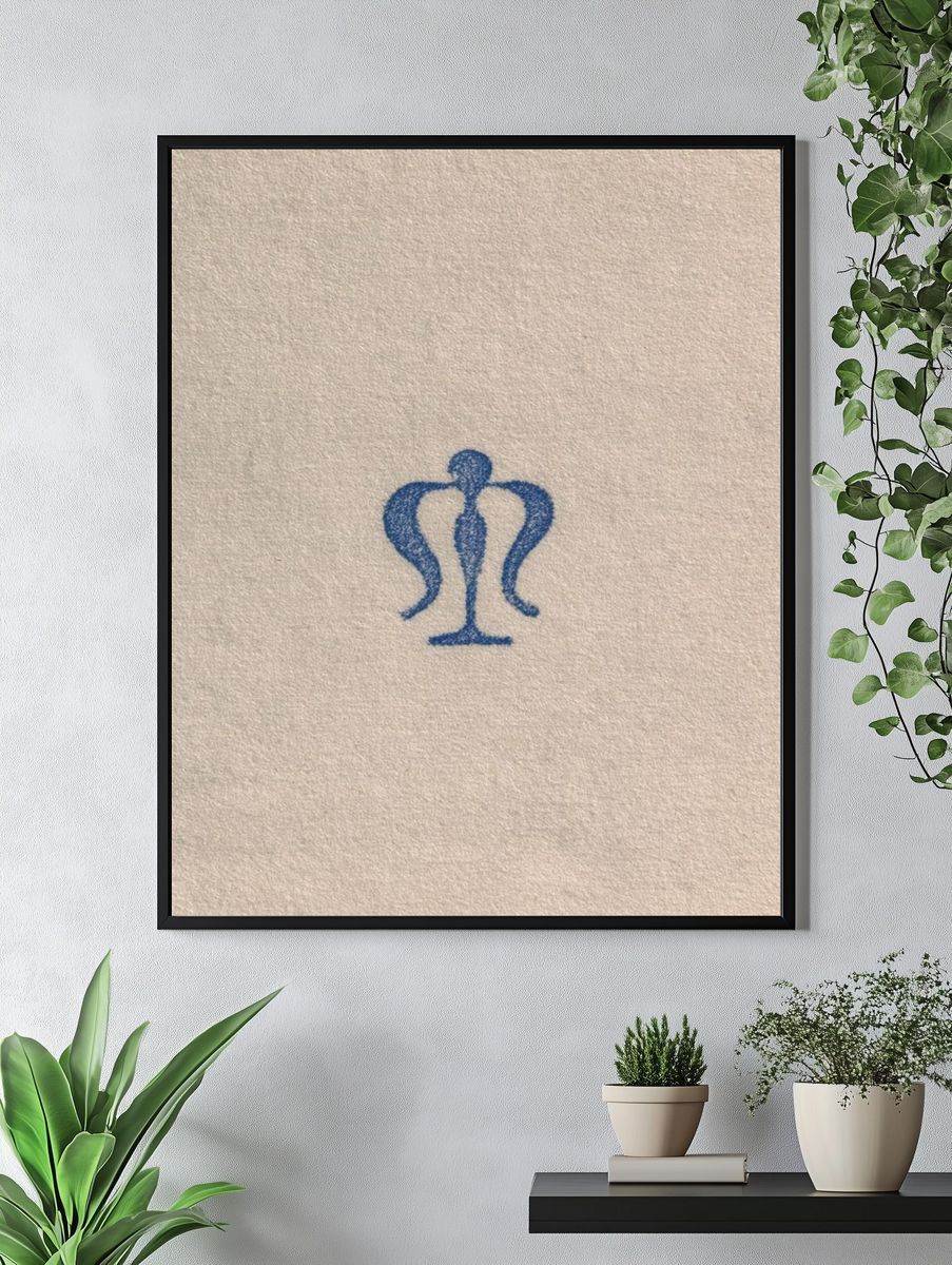 Blue Crown Emblem Minimalist Print. — room view 4
