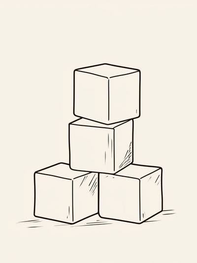 Stacked Cubes Minimalist Print.