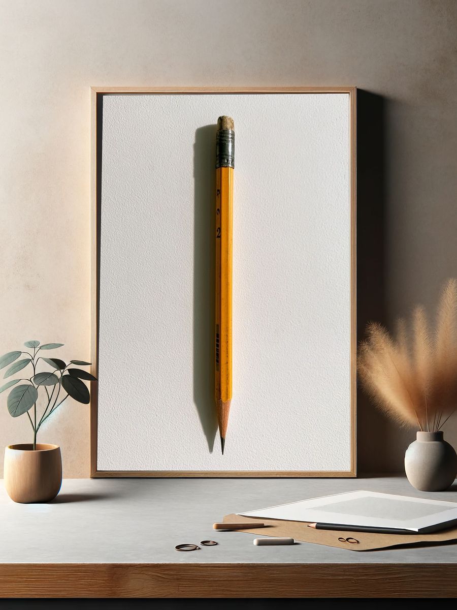 Yellow Pencil Minimalist Poster. — room view 2