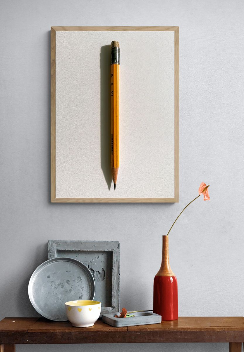 Yellow Pencil Minimalist Poster. — room view 3