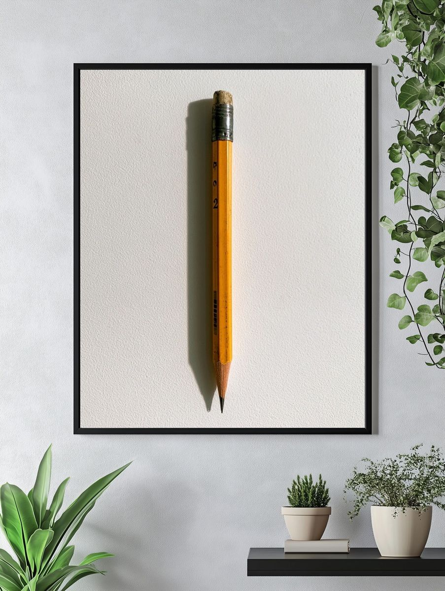 Yellow Pencil Minimalist Poster. — room view 4