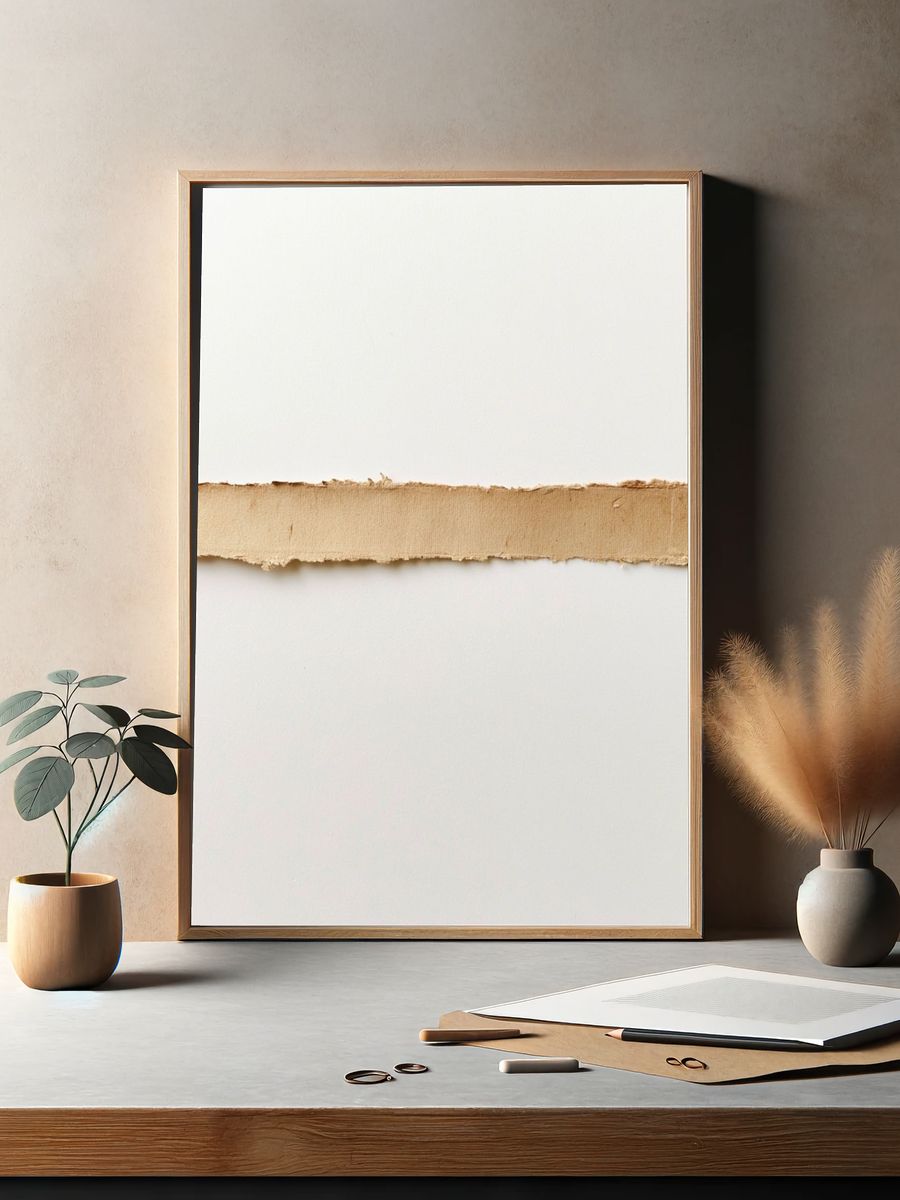 Torn Paper Strip Minimalist Print. — room view 2