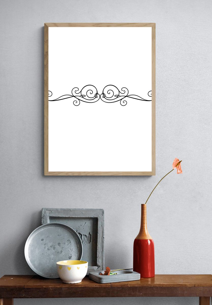 Ornamental Scrollwork Minimalist Print. — room view 3