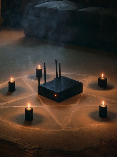 Candlelit Ritual Circle Poster.