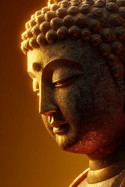 Golden Buddha Portrait Print.