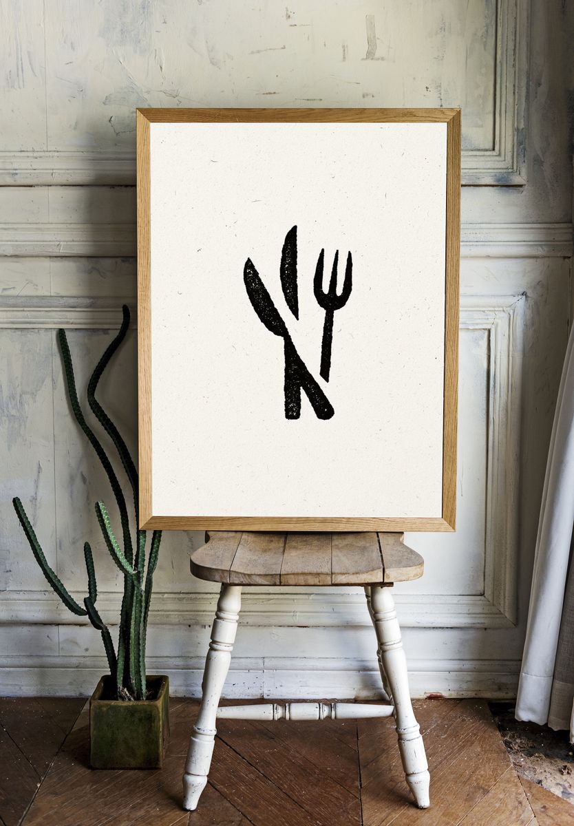 Minimalist Cutlery Line Art Poster. room preview