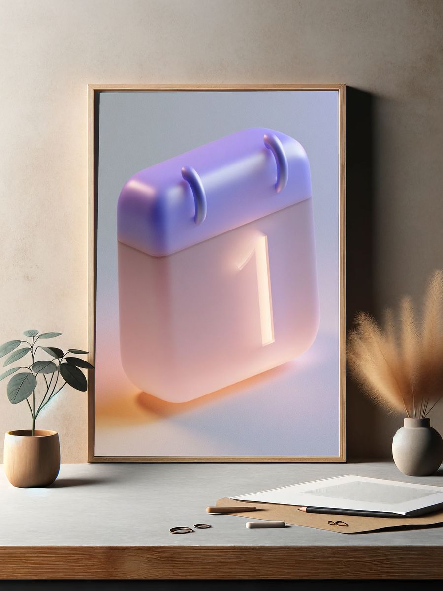 Pastel Calendar Icon Minimalist Print. — room view 2
