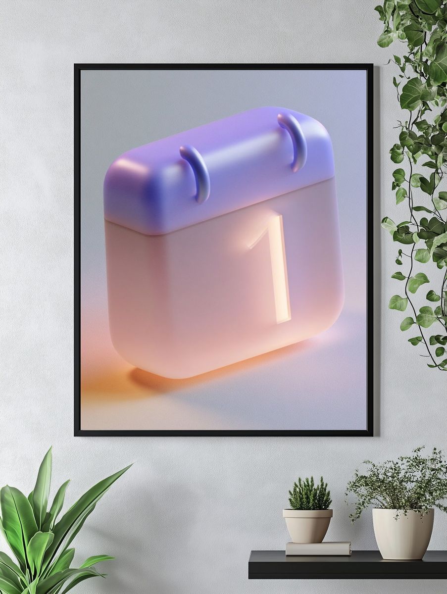 Pastel Calendar Icon Minimalist Print. — room view 4