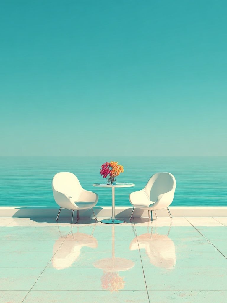 Seaside Terrace Minimalist Poster. poster — minimalist art