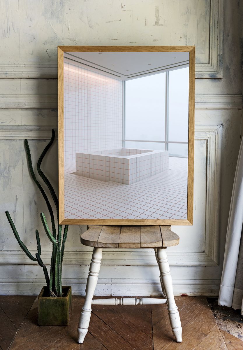 Minimalist Tiled Bath Interior Poster. room preview