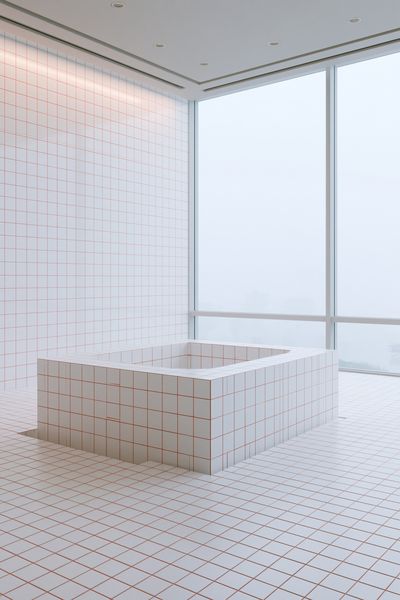 Minimalist Tiled Bath Interior Poster. poster print