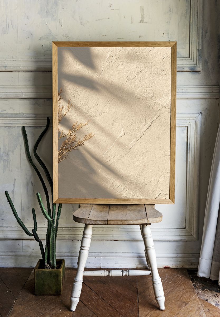 Sunlit Neutral Wall Texture Print. — room view 1