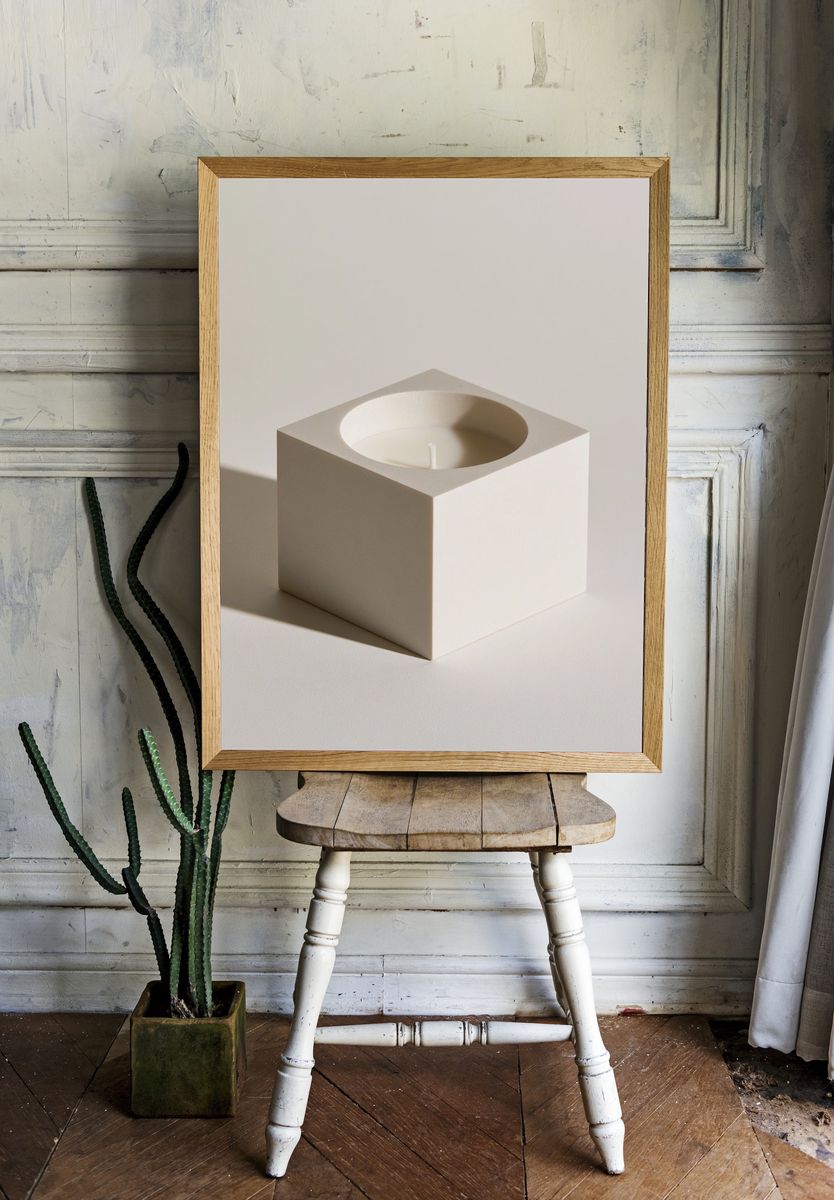 Minimal White Candle Still Life Poster. — room view 1