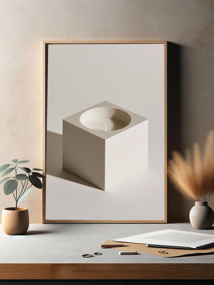 Minimal White Candle Still Life Poster. — room view 2