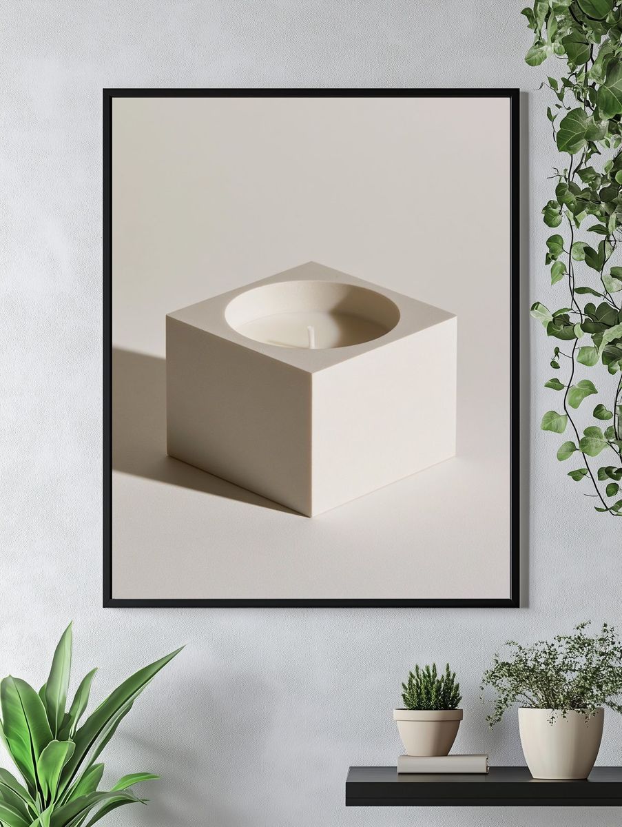 Minimal White Candle Still Life Poster. — room view 4
