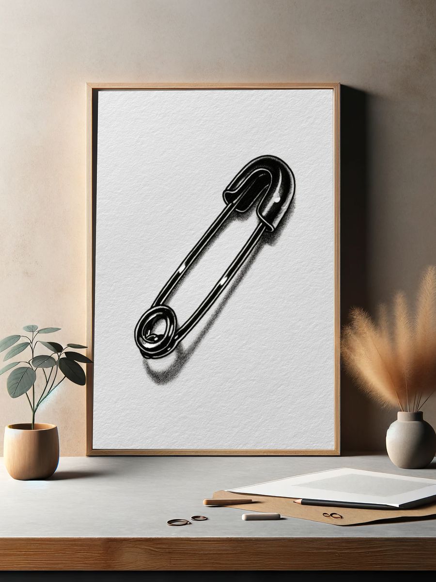 Safety Pin Minimalist Print. — room view 2