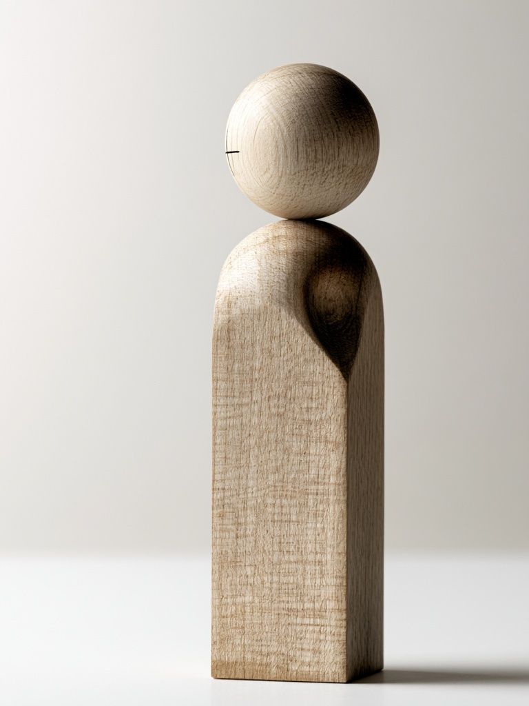 Wooden Figure Minimalist Print. poster detail