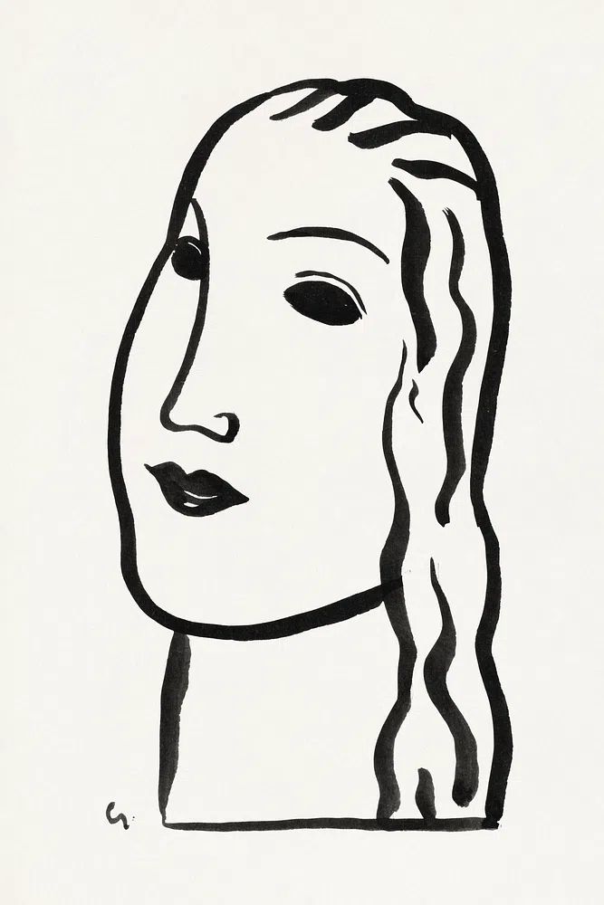 Woman's head (1891–1941) drawing high. poster detail