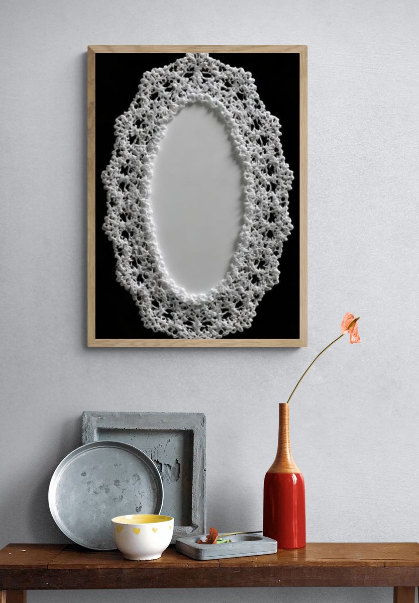 Lace Oval Mirror Minimalist Print. — room view 3