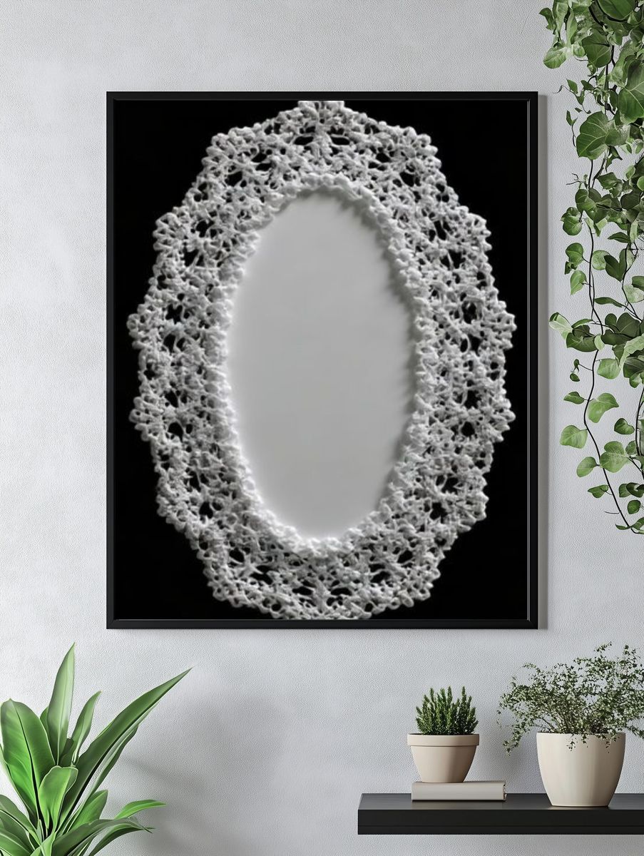 Lace Oval Mirror Minimalist Print. — room view 4