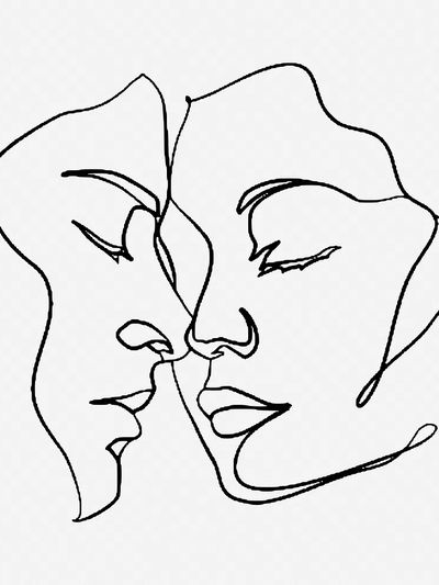 Monoline couple, hand drawn illustration. poster